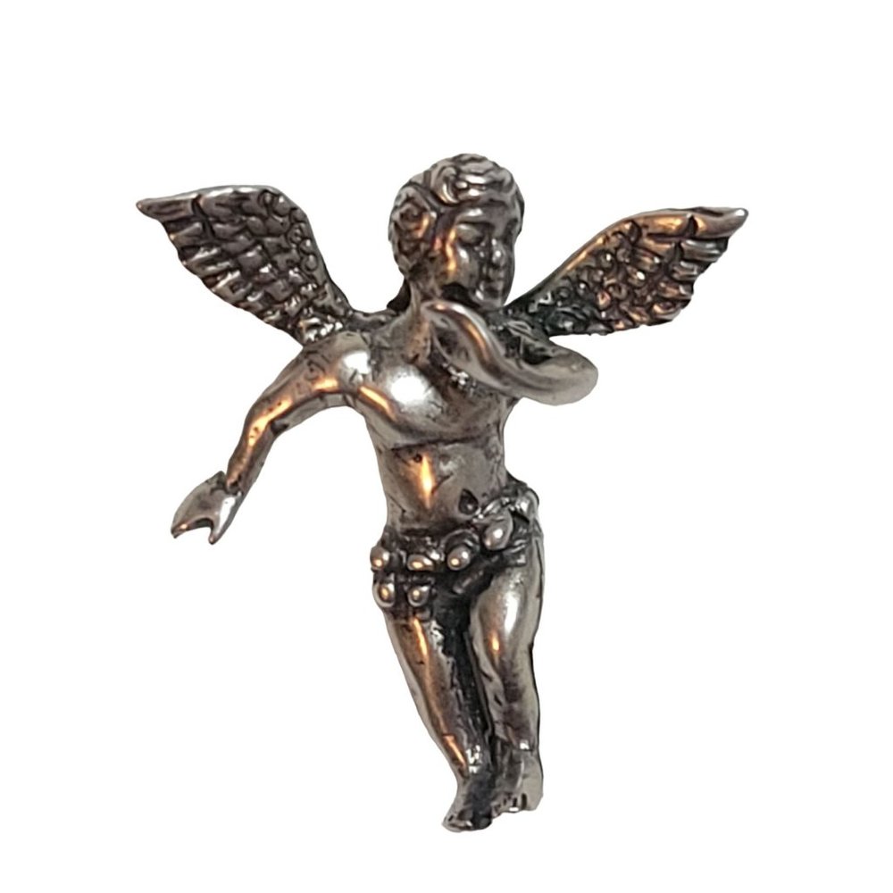Beautiful Vintage Sterling Dabbing Angel Pendant